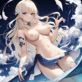 ミディアムヘア, ウェーブヘア, 乳首, R18・エロ, トップレス, スカート, 傑作